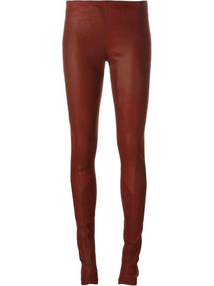 Isaac Sellam Experience Panel Detail Leggings, Women's, Size: 38, Red, Lamb Skin