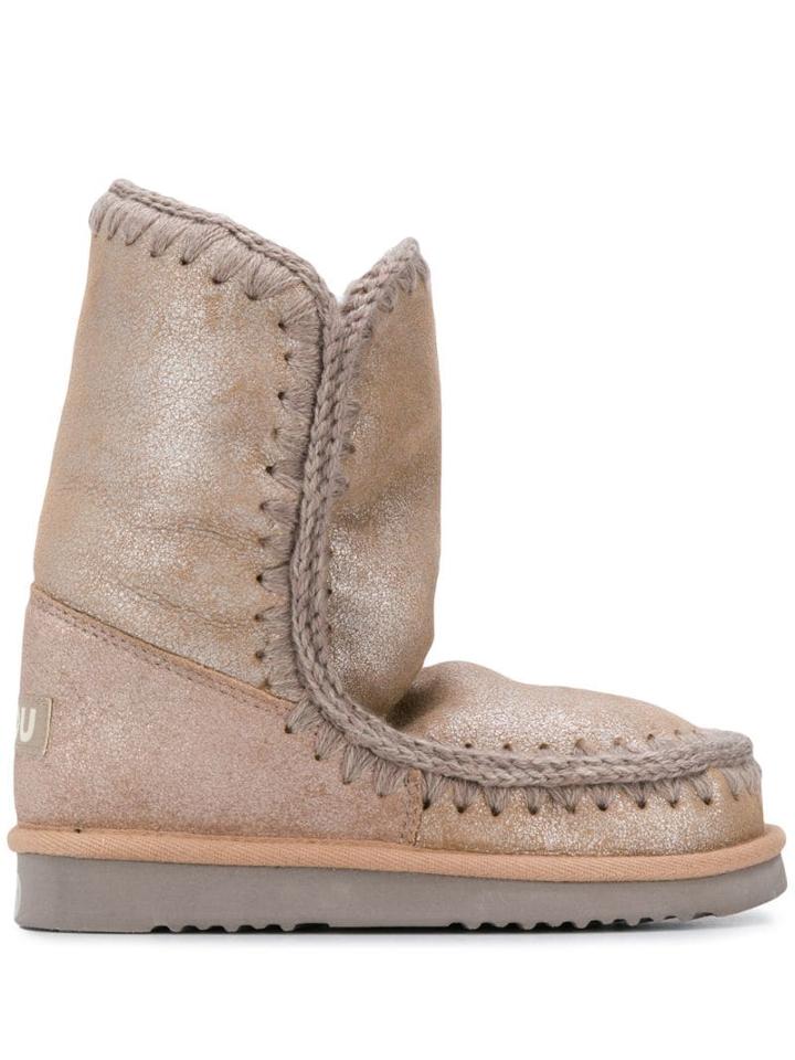 Mou Mou Fw101000b Eskimo Boot 24cm Ducam Leather/fur/exotic
