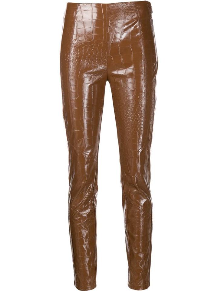 Pinko Crocodile Effect Skinny Trousers - Brown