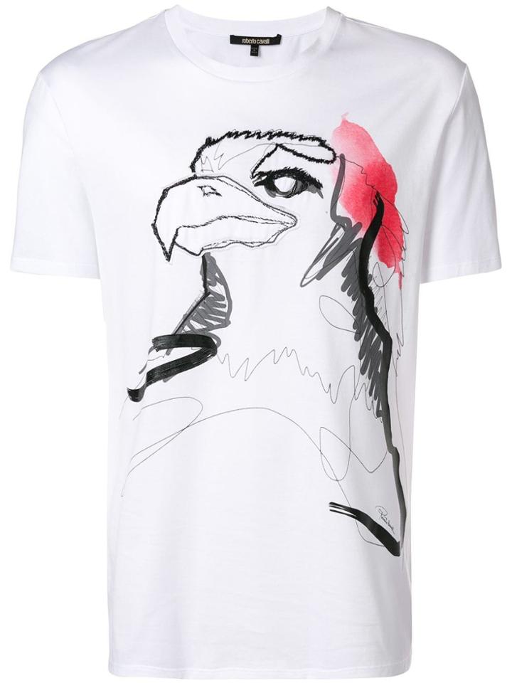 Roberto Cavalli Embroidered Painted Eagle T-shirt - White