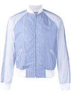 Comme Des Garçons Shirt Boys Striped Bomber Jacket, Men's, Size: Xl, Blue, Cotton/polyester