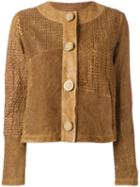 Drome Perforated Trim Jacket, Women's, Size: Medium, Brown, Lamb Skin/acetate/cupro