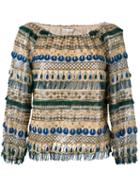 Alice+olivia - Embellished Blouse - Women - Nylon/polyester/spandex/elastane - M, Nude/neutrals, Nylon/polyester/spandex/elastane