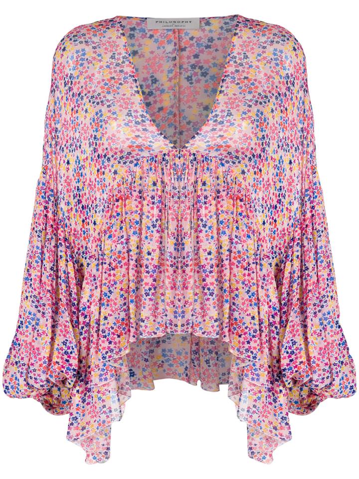 Philosophy Di Lorenzo Serafini Multi-star Print Sheer Blouse -