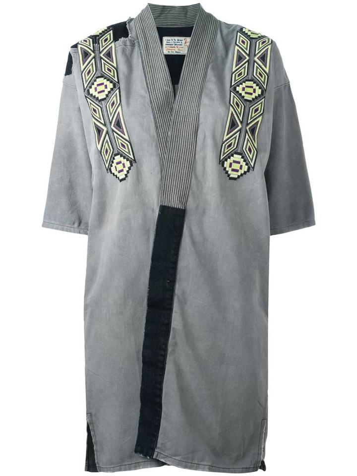 Sandrine Rose Embroidered Denim Kimono, Women's, Size: Small, Grey, Cotton