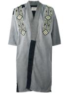 Sandrine Rose Embroidered Denim Kimono, Women's, Size: Small, Grey, Cotton