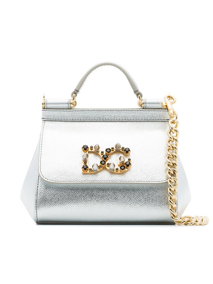 Dolce & Gabbana Metallic Leather Small Sicily Shoulder Bag