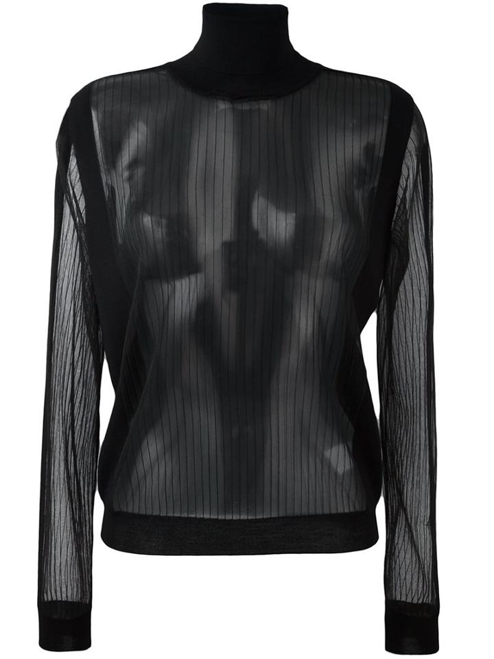 Maison Margiela Sheer Striped Jumper, Women's, Size: Medium, Black, Polyester/wool