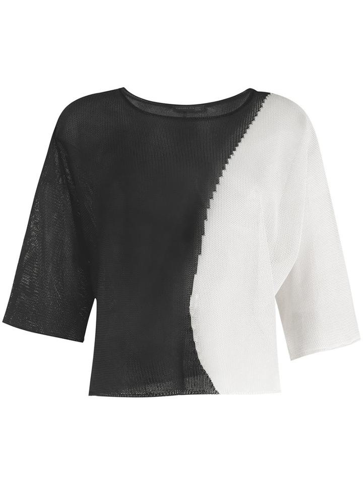 Fabiana Filippi Short-sleeve Contrast Jumper, Women's, Size: 46, Black, Silk
