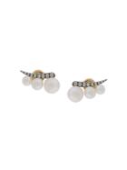 Jemma Wynne 18kt Gold, Diamond And Pearl Pave Stud Earrings - White