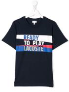 Lacoste Kids Teen Slogan Logo Print T-shirt - Blue