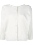 Issey Miyake Cauliflower - Ribbed Cropped Jacket - Women - Polyester - One Size, Nude/neutrals, Polyester