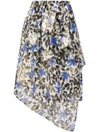 Christian Wijnants Leaf Print Asymmetric Skirt - Multicolour