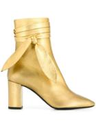 Saint Laurent Ankle Wrap Boots - Gold