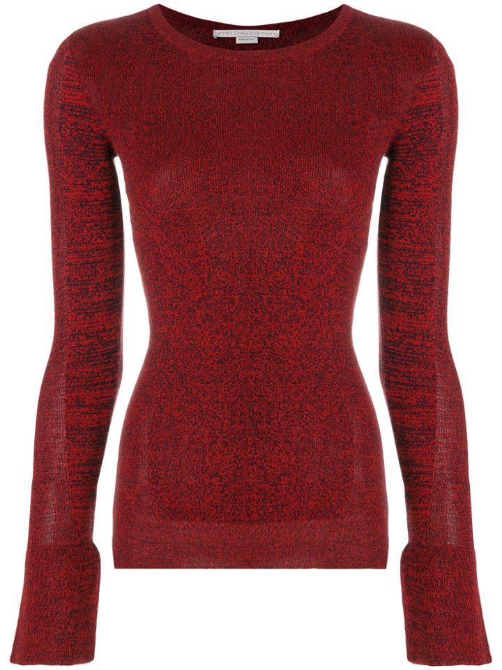 Stella Mccartney Round Neck Longsleeved Fitted Knit Top - Red