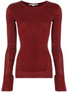 Stella Mccartney Round Neck Longsleeved Fitted Knit Top - Red