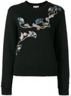 Carven - Floral Patch Sweatshirt - Women - Cotton - S, Black, Cotton