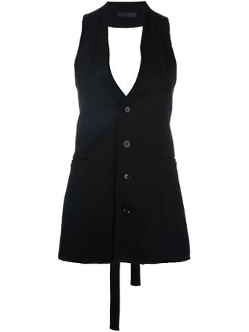 A Tentative Atelier Rear Tie Fastening Buttoned Top, Women's, Black, Silk/cotton/acrylic/wool