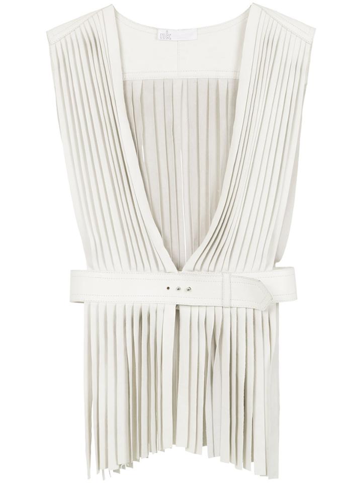 Nk Leather Fringed Gilet - White