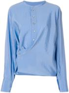 Lemaire Gathered Button Shirt - Blue