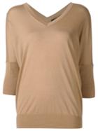 Derek Lam V-neck Jumper, Women's, Size: Medium, Brown, Silk/cashmere