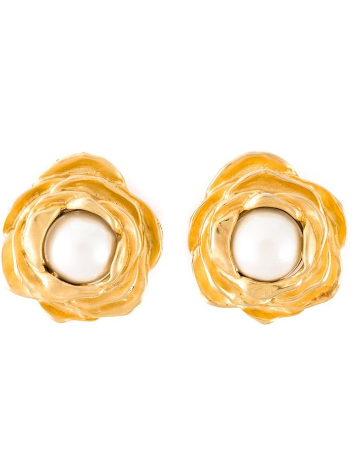Givenchy Vintage 'rose Shape' Clip On Earrings