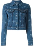 Valentino Star Print Denim Jacket, Women's, Size: 44, Blue, Cotton/spandex/elastane