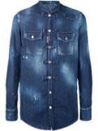 Dsquared2 Collarless Denim Shirt, Men's, Size: 44, Blue, Cotton/spandex/elastane