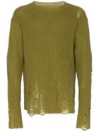 Song For The Mute Distressed Knitted Jumper - Green
