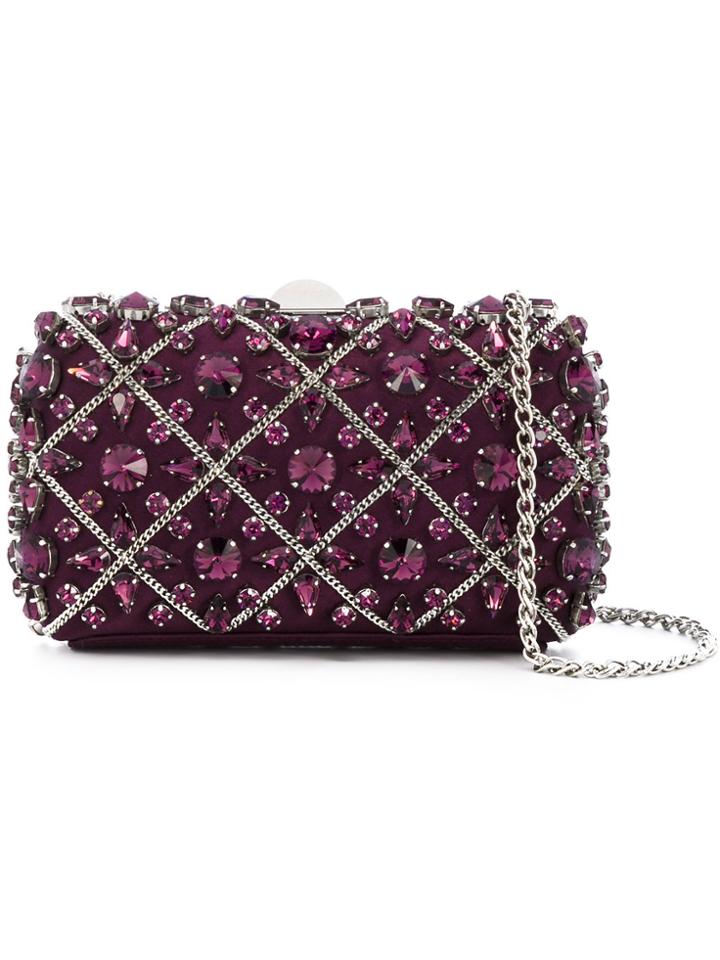Rodo Crystal Embellished Clutch - Pink & Purple