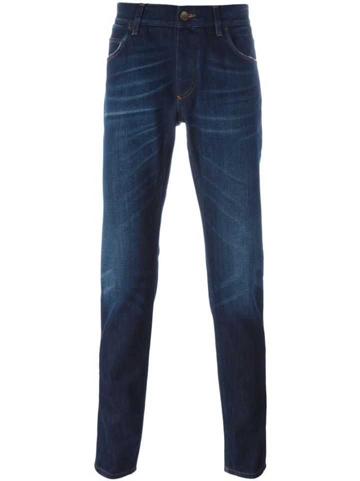 Dolce & Gabbana Tapered Jeans, Men's, Size: 48, Blue, Cotton/calf Leather/zamac