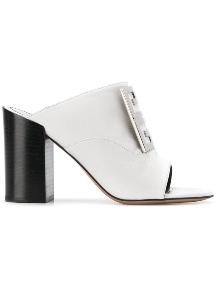 Givenchy Logo Plaque Mules - White
