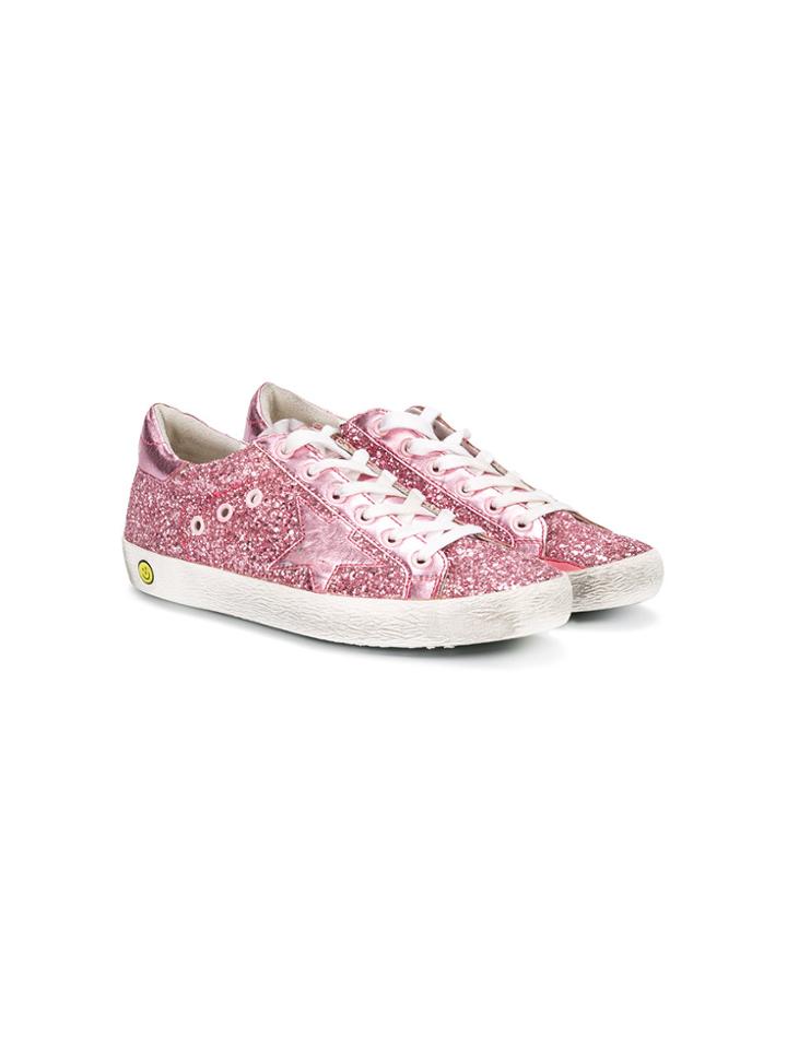 Golden Goose Deluxe Brand Kids Glitter Star Sneakers - Pink & Purple