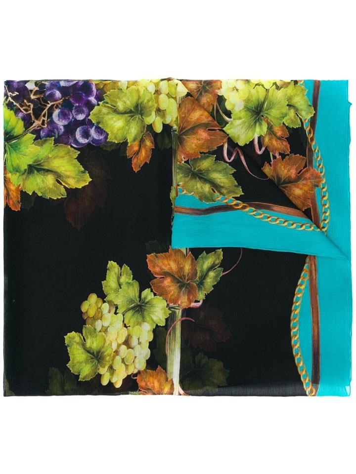 Dolce & Gabbana Grapes Print Scarf - Black