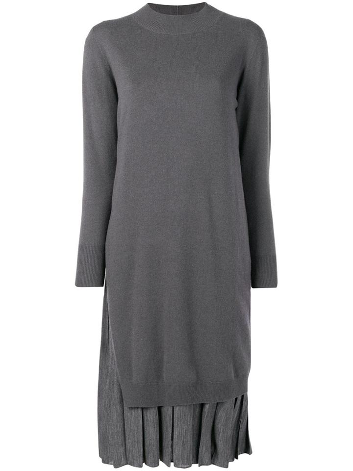 Fabiana Filippi Layered Knit Pleated Dress - Grey