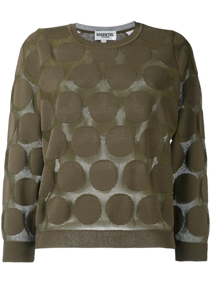 Essentiel Antwerp - 'northwest' Polka-dot Knit Sweater - Women - Polyamide - S, Green, Polyamide