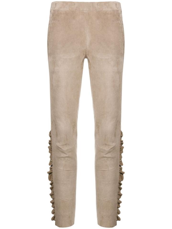 Arma Ruffle Trim Suede Leggings - Neutrals