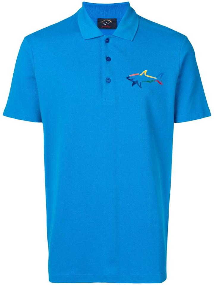 Paul & Shark Shark Print Polo Shirt - Blue