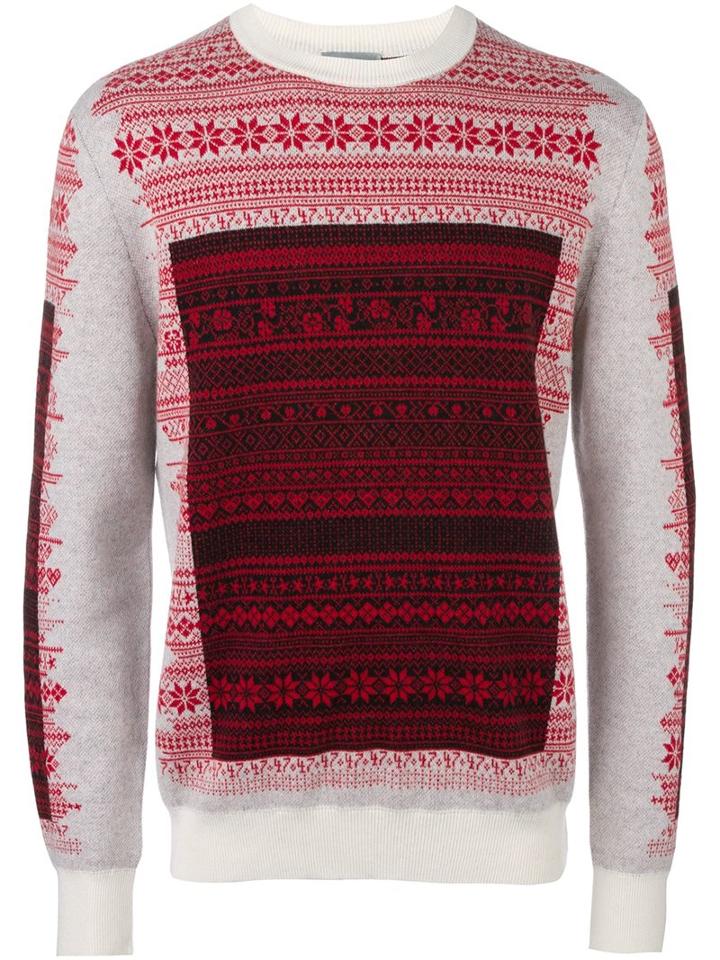 Dior Homme Floral Intarsia Jumper, Men's, Size: Large, Red, Cashmere/virgin Wool