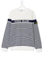 Stone Island Junior Teen Striped Print Sweatshirt - White