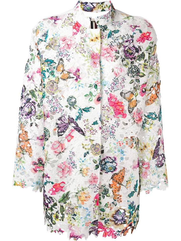 I'm Isola Marras Floral Print Lace Coat, Women's, Size: 44, White, Cotton/polyester/viscose