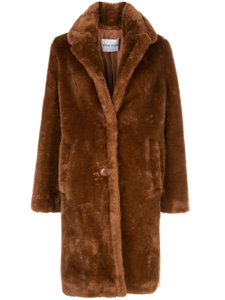 Stand Studio Textured Furry Coat - Brown