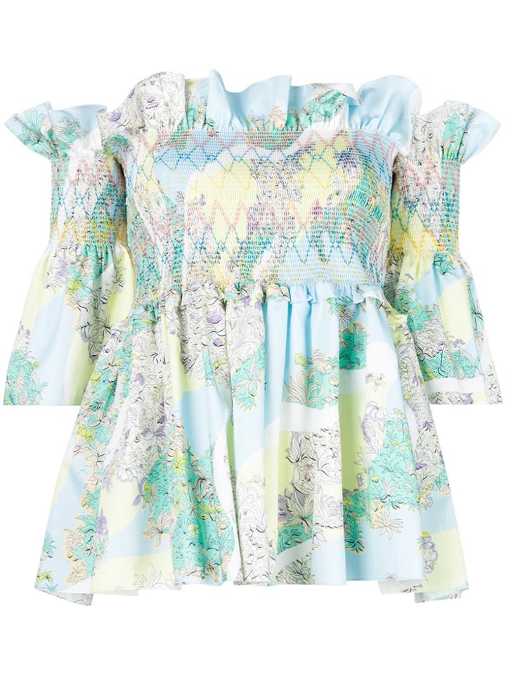 Emilio Pucci Ruffled Off-the-shoulders Blouse - Multicolour