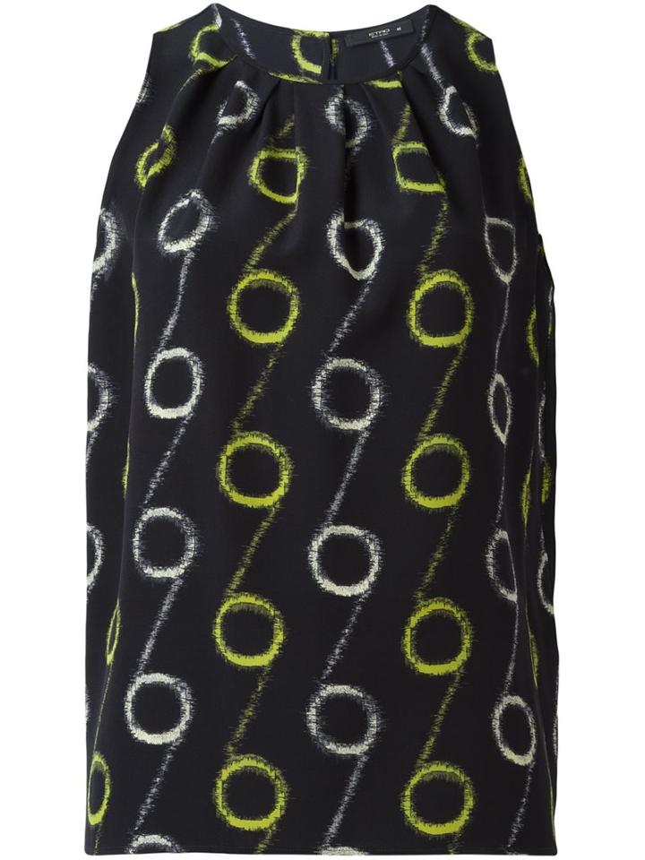Etro Circle Print Sleeveless Blouse, Women's, Size: 40, Black, Silk