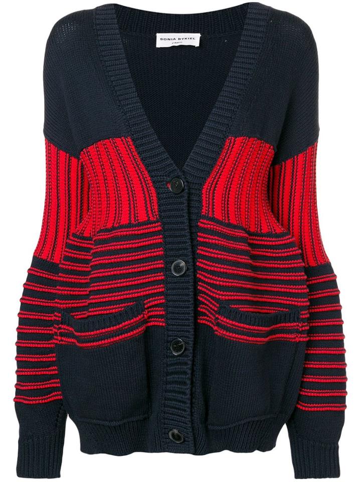 Sonia Rykiel Striped V-neck Cardigan - Blue