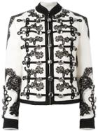 Dolce & Gabbana Floral Embroidered Military Jacket - White