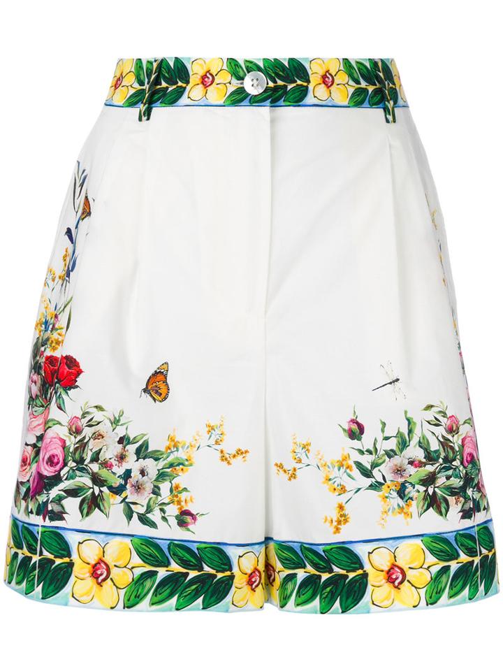 Dolce & Gabbana - Majolica Print Shorts - Women - Cotton - 38, White, Cotton