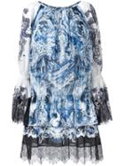 Roberto Cavalli Abstract Print Shift Dress, Women's, Size: 40, Blue, Cotton