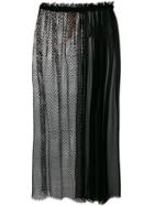 No21 Mesh And Chiffon Panelled Skirt, Women's, Size: 40, Black, Polyester/silk/cotton