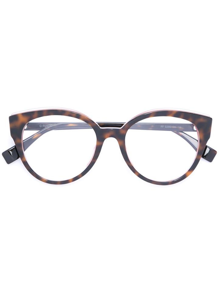 Fendi Eyewear Tortoiseshell Oversized Glasses - Brown